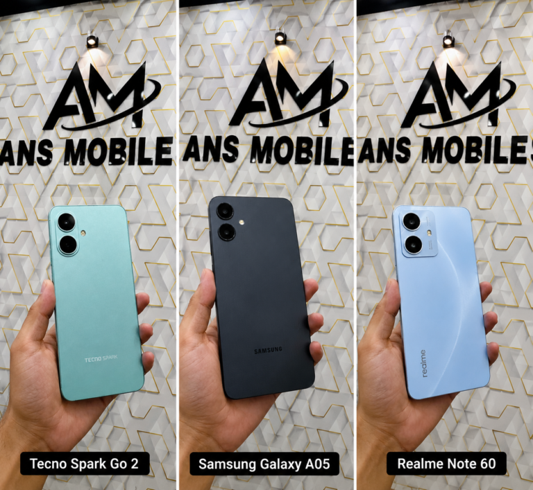 Best phones under Rs. 25,000 in Pakistan featuring Tecno Spark Go 2, Samsung Galaxy A05, and Realme Note 60